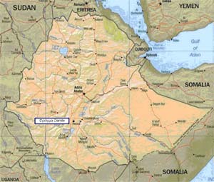 Εικόνα 1. Χάρτης Αιθιοπίας και θέση φράγματος